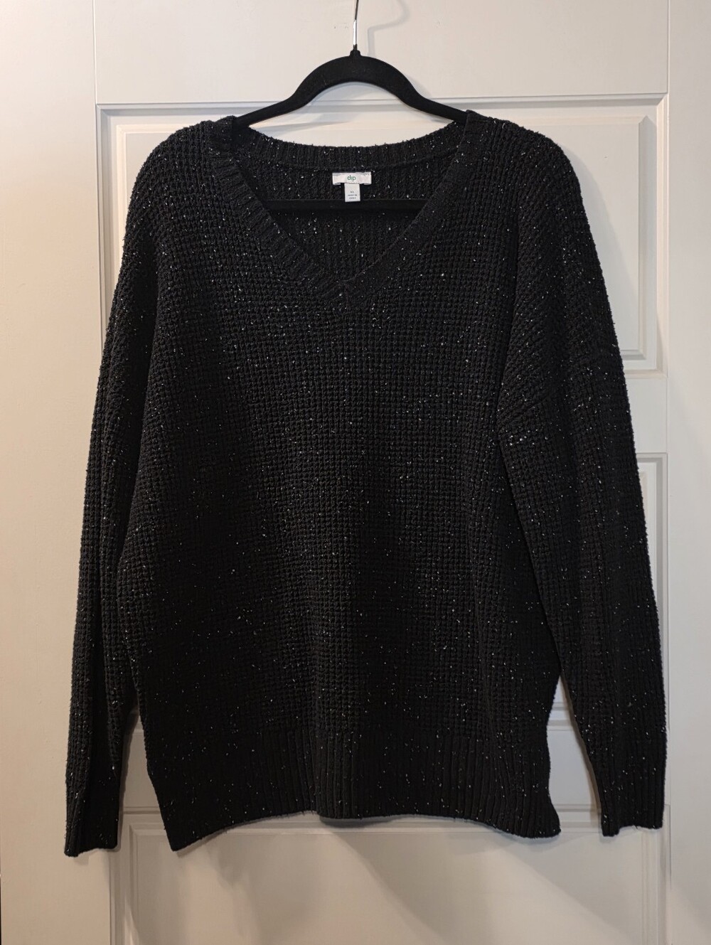Womens Black V-Neck Knit Sweater Size XL